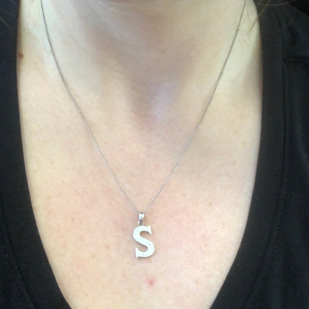 Silver chain initial S necklace